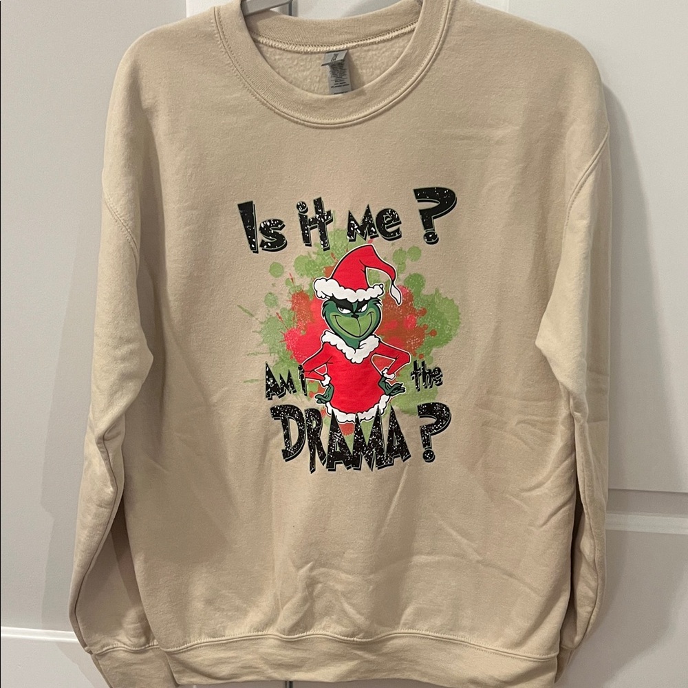 Beige Grinch Graphic Sweatshirt
